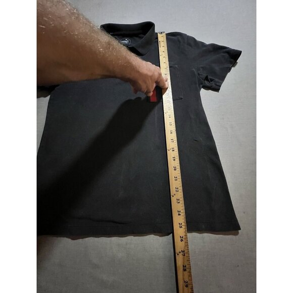 Rare Puma x Ferrari Polo Mens Medium‎ Black Faded Logo Button Faded Short Sleeve - Picture 10 of 11